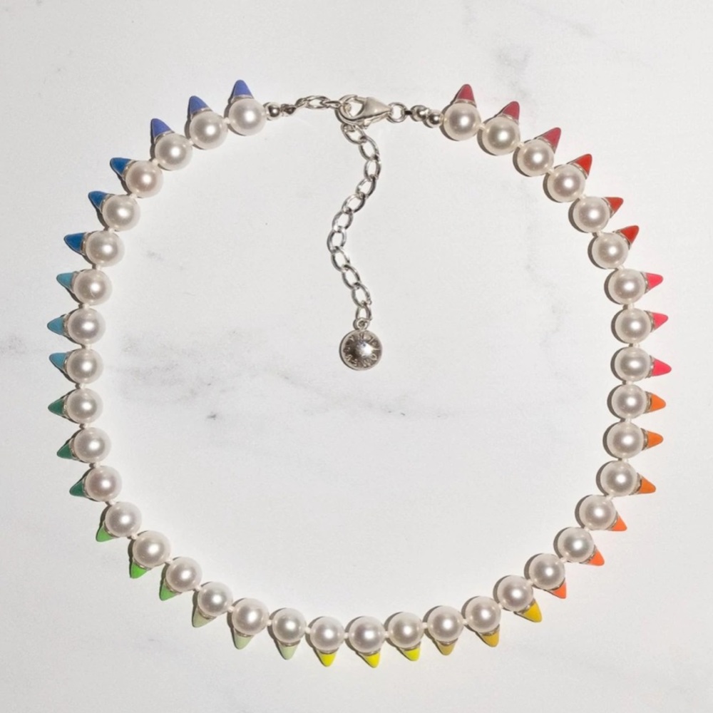 ISO Fry Powers Enamel Studded Pearl Necklace